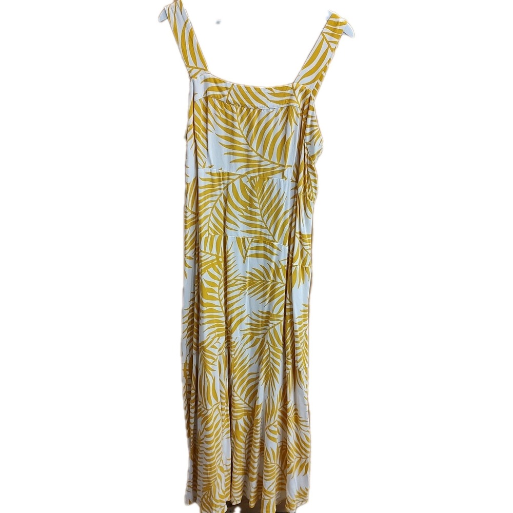 Vince Camuto Floral‎ Yellow White Sz 2X Rayon Maxi Tank Dress Tropical Coastal